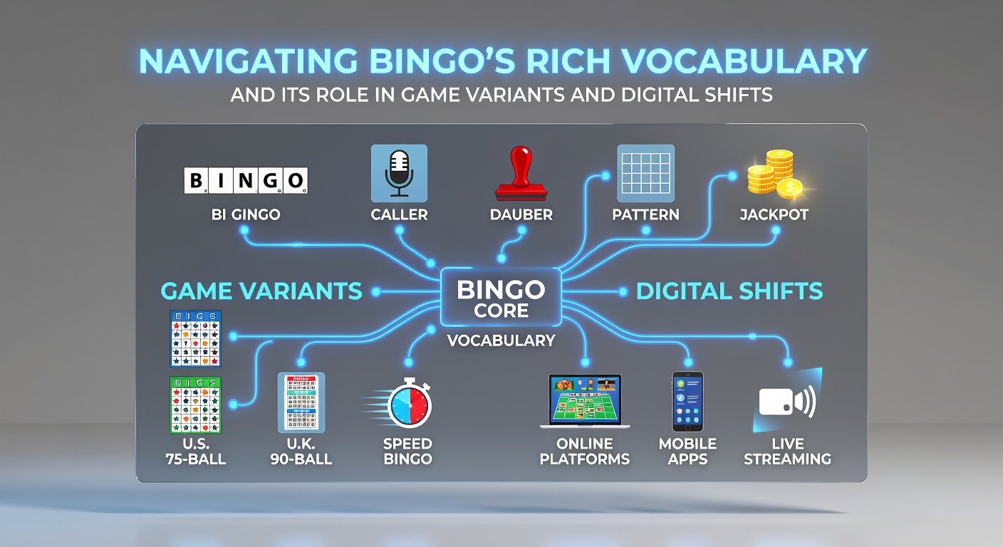 Digital bingo interface on a tablet showing number calls alongside traditional terminology overlays